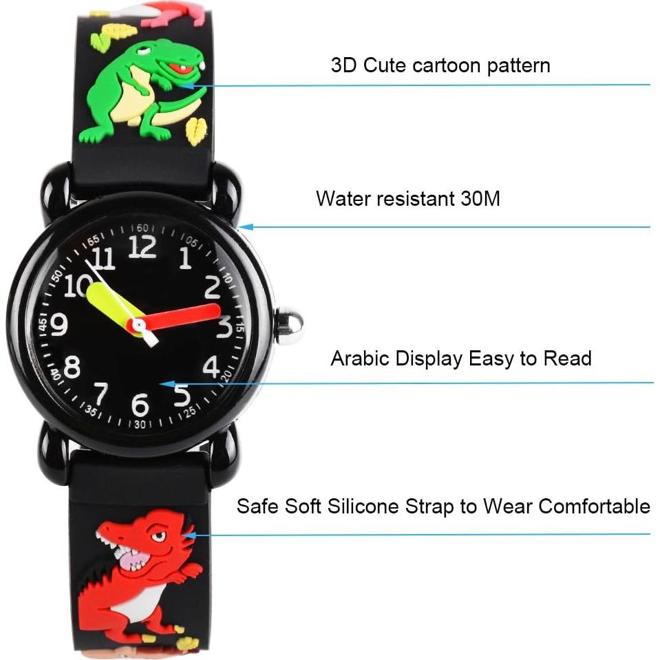 Reloj Venhoo para Niños 3D Dinosaurio Impermeable Silicona