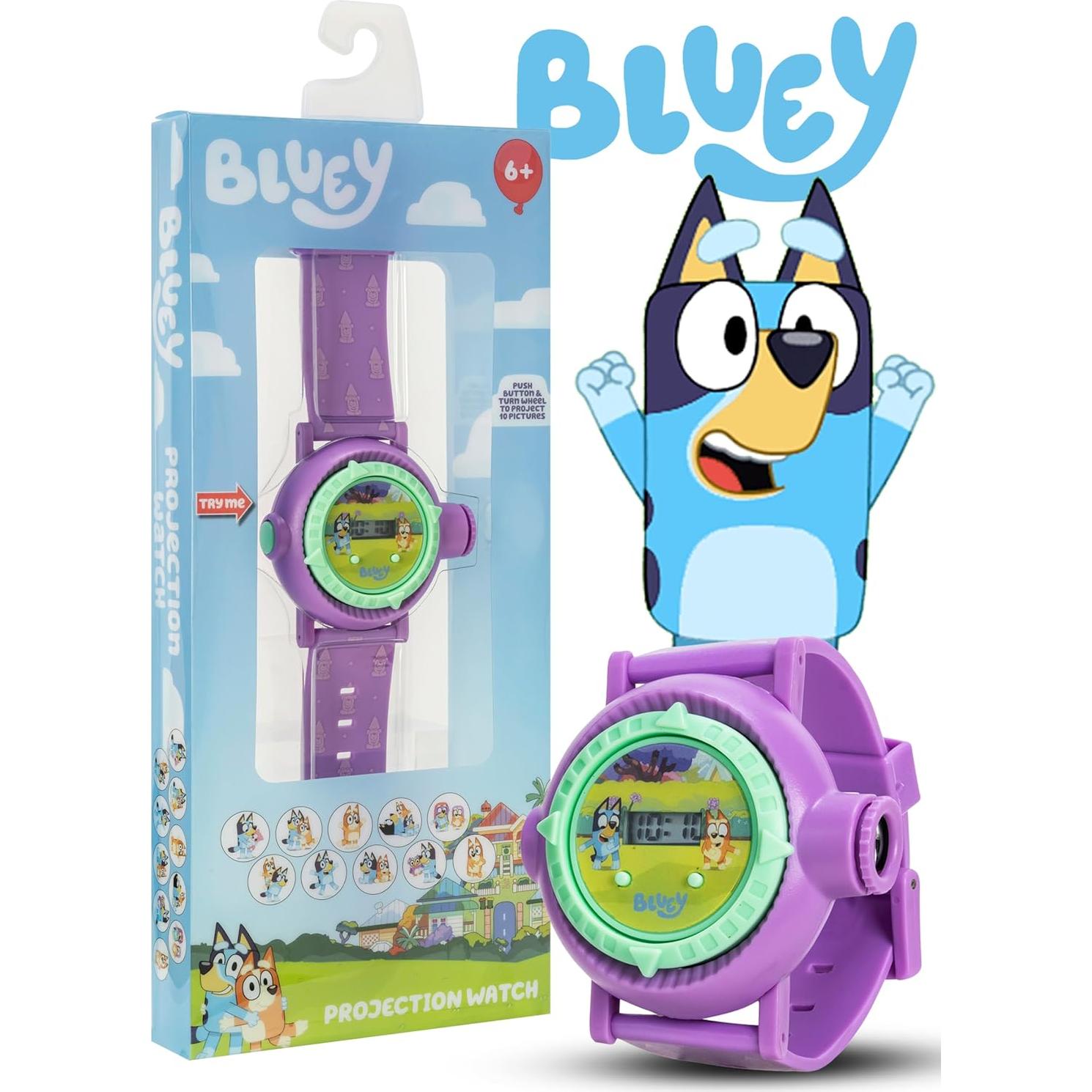 Reloj Proyector Kids Bluey con Pantalla LCD y 10 Imágenes