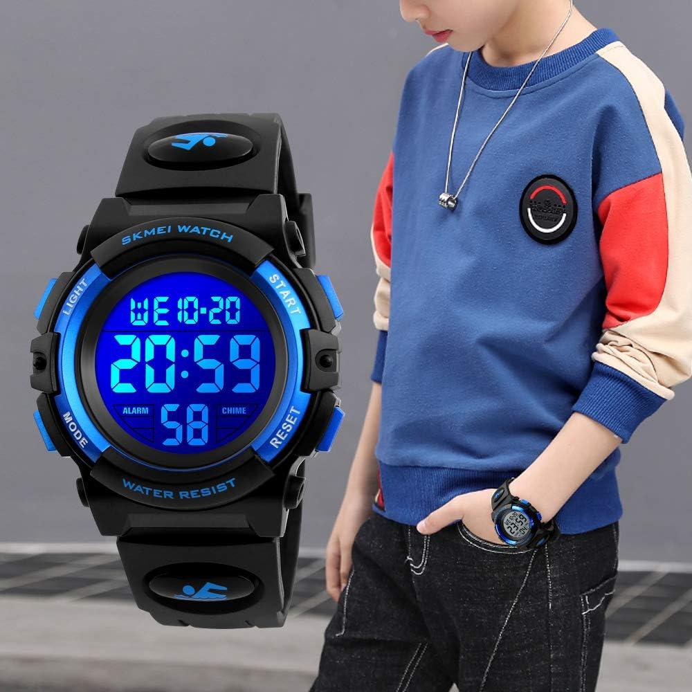 Reloj Digital Deportivo FIZILI para Niños Azul Impermeable 50M