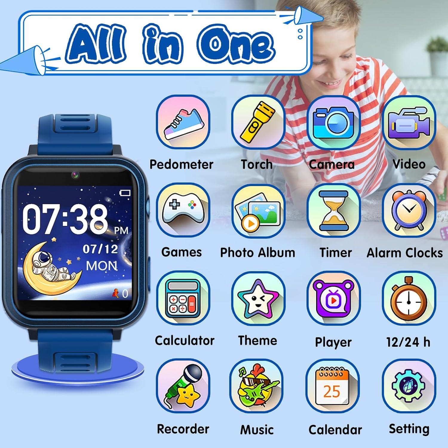 Reloj Inteligente para Niños LITEYPP Azul con Cámara y Juegos