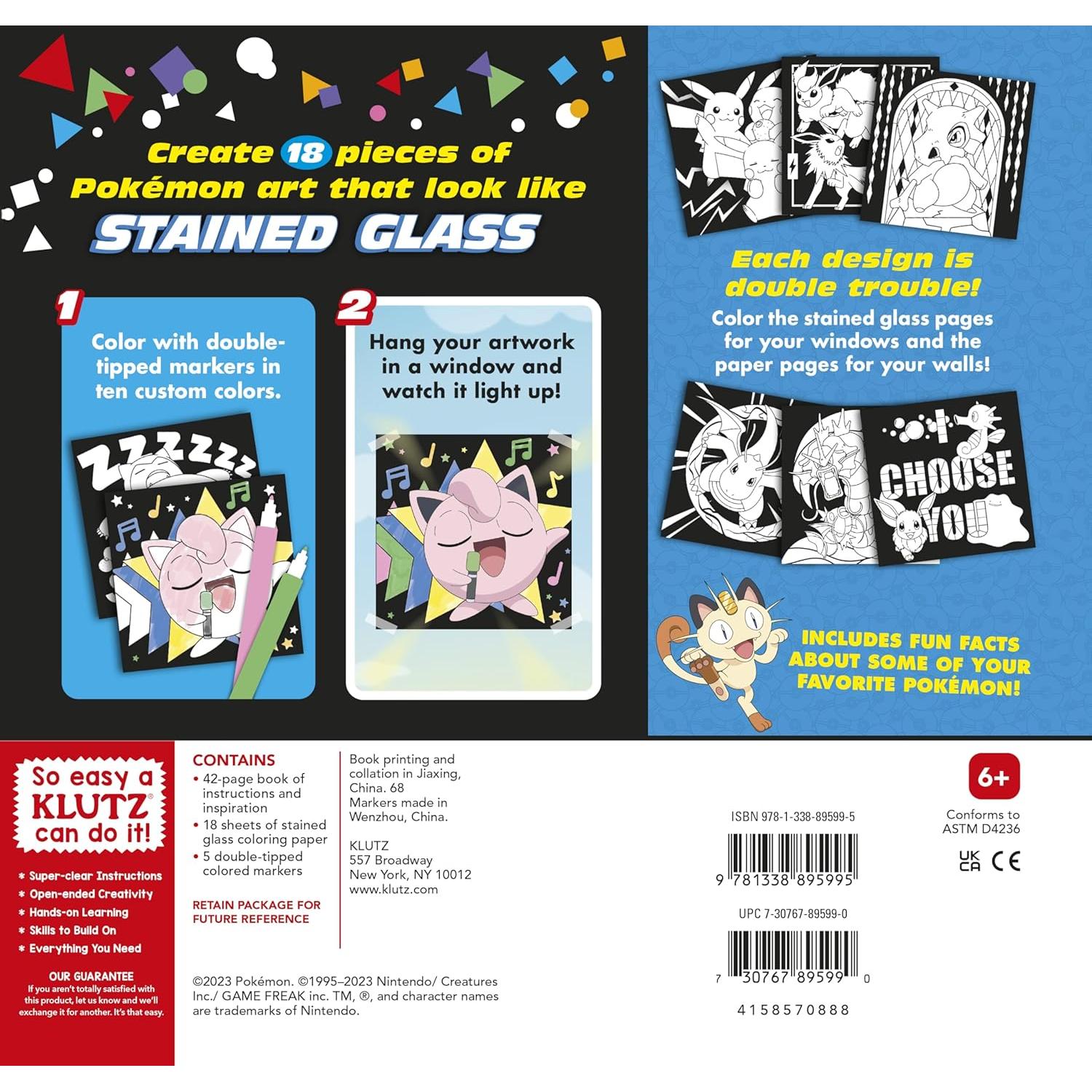 KLUTZ Arte en Vidrio Templado Pokémon con Marcadores