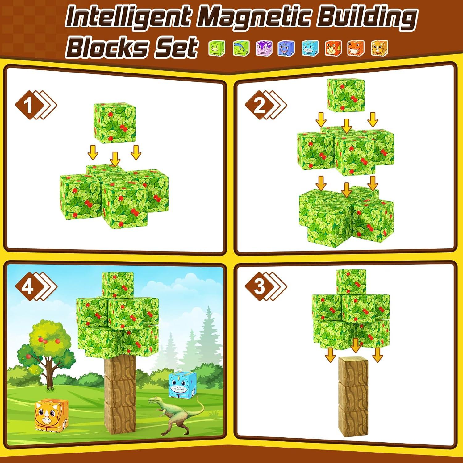 Bloques Magnéticos Coodoo 84PCS Aventura de Dinosaurios