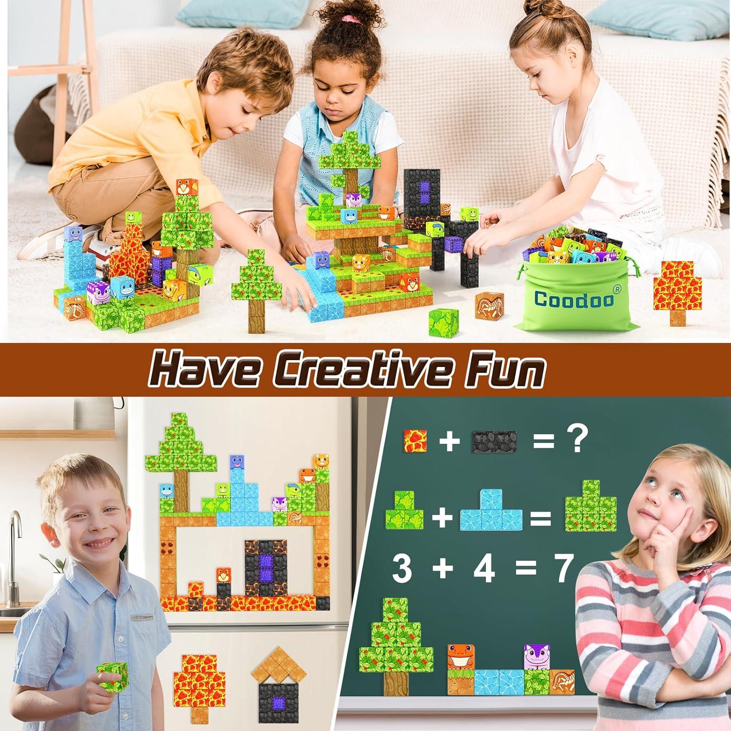 Bloques Magnéticos Coodoo 84PCS Aventura de Dinosaurios