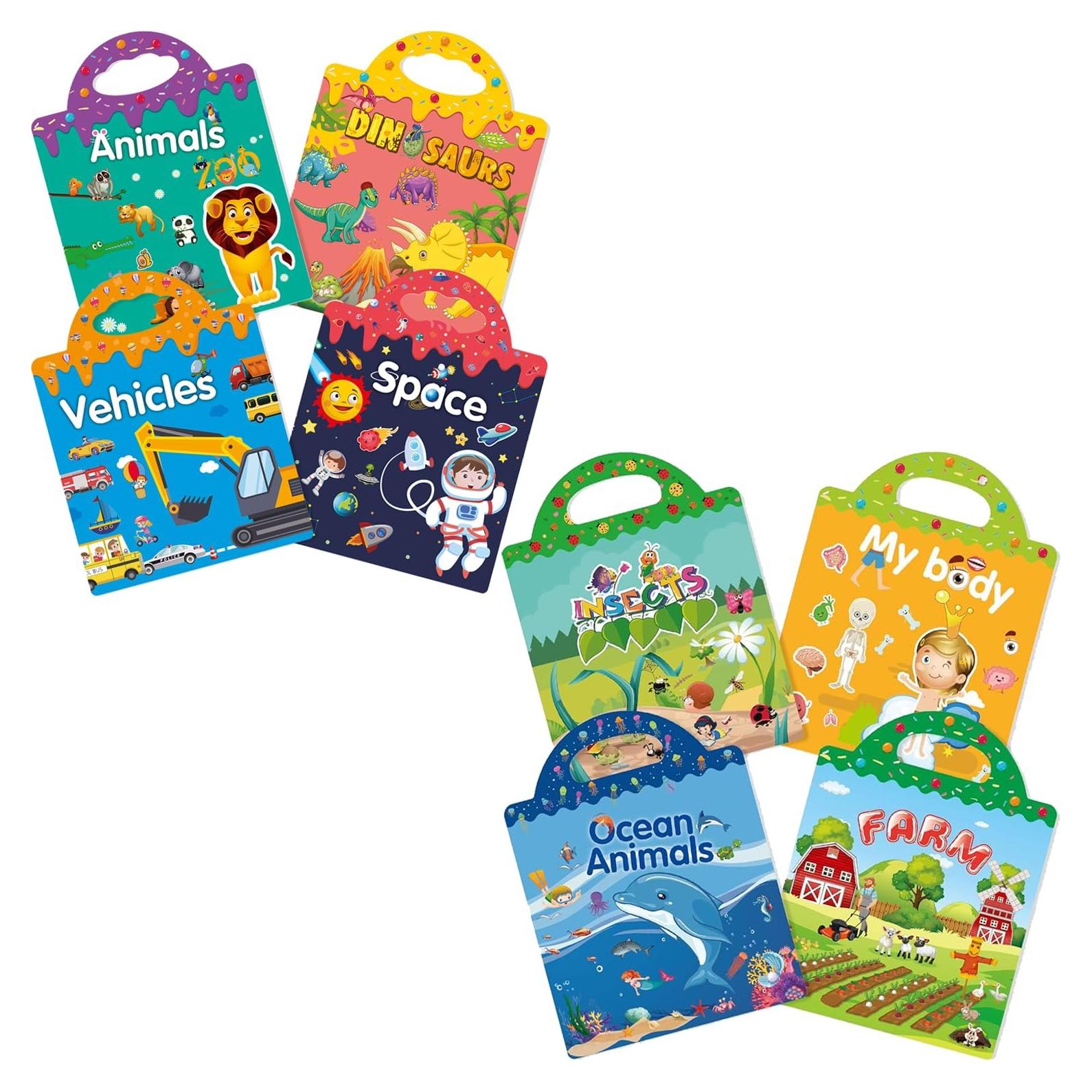 Libro de Stickers Reutilizables ROATEE - 8 Juegos para Niños