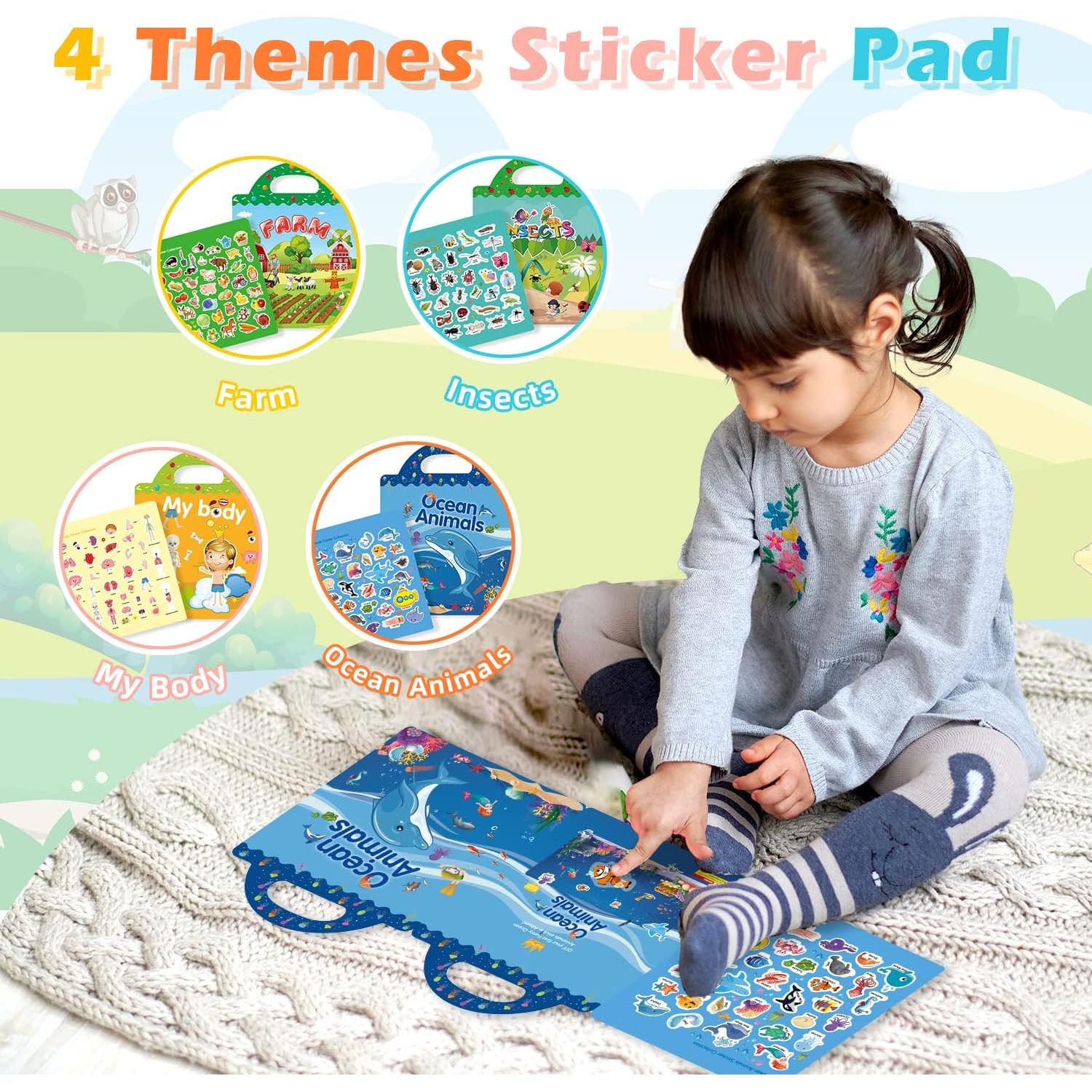 Libro de Stickers Reutilizables ROATEE - 8 Juegos para Niños