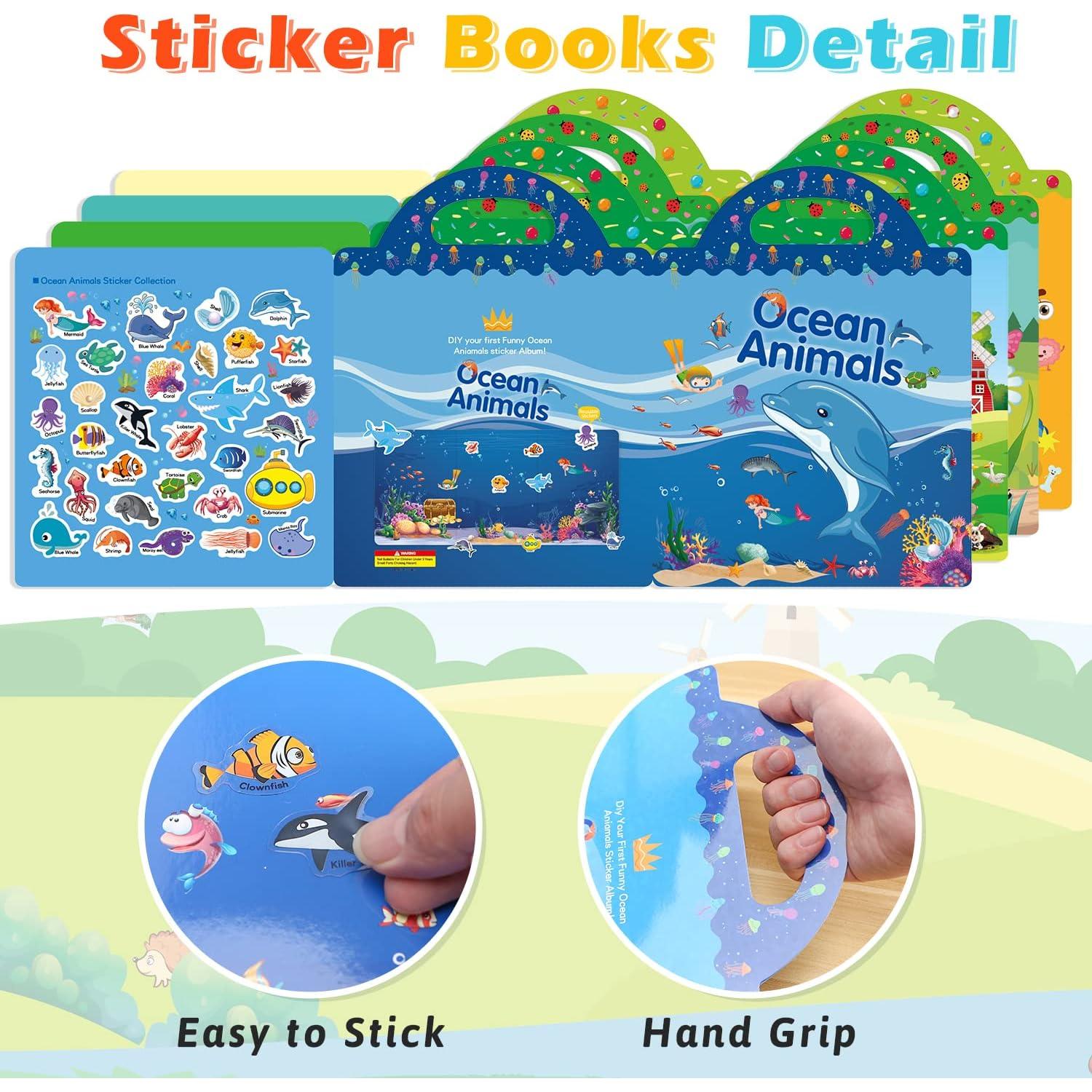 Libro de Stickers Reutilizables ROATEE - 8 Juegos para Niños