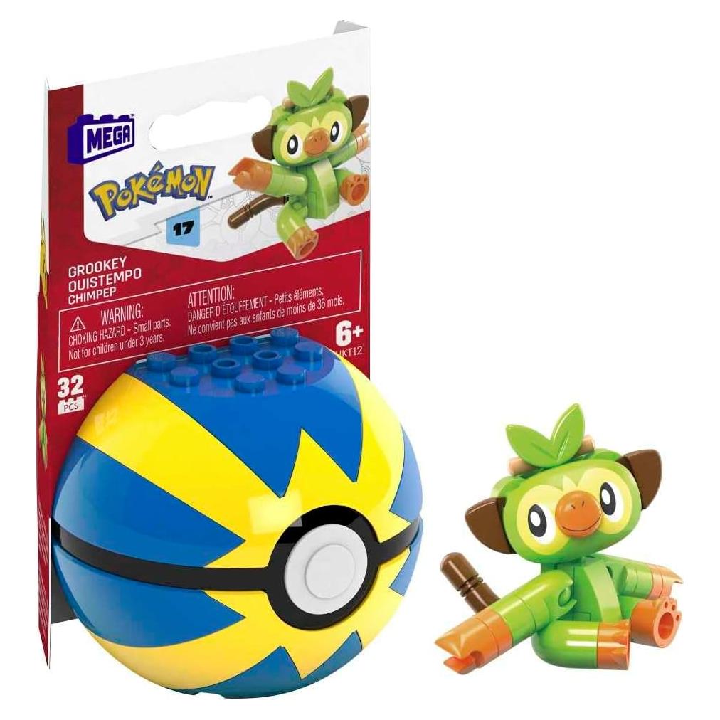 Mega Construx Pokémon Grookey Set de Construcción con Poké Ball