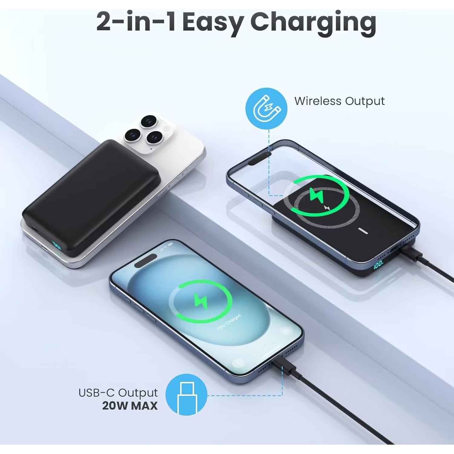 Cargador Portátil Magnético HETP 10800mAh USB-C para iPhone