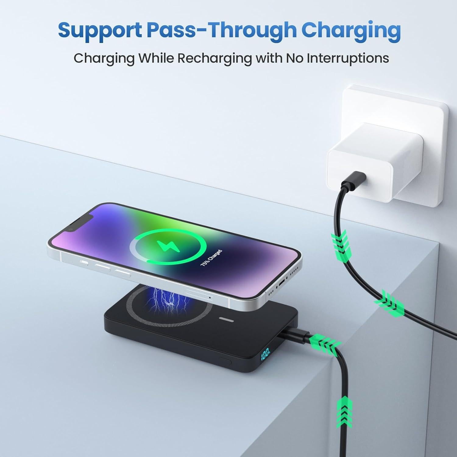 Cargador Portátil Magnético HETP 10800mAh USB-C para iPhone