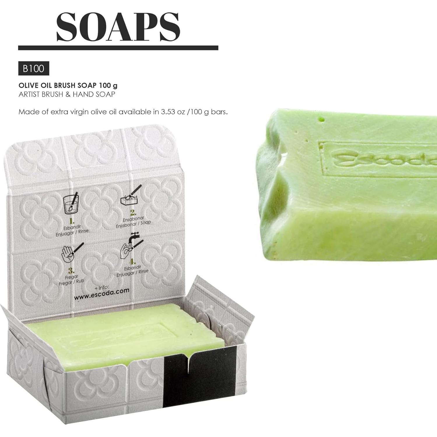 Jabón de Aceite de Oliva Escoda para Pinceles 100g Natural