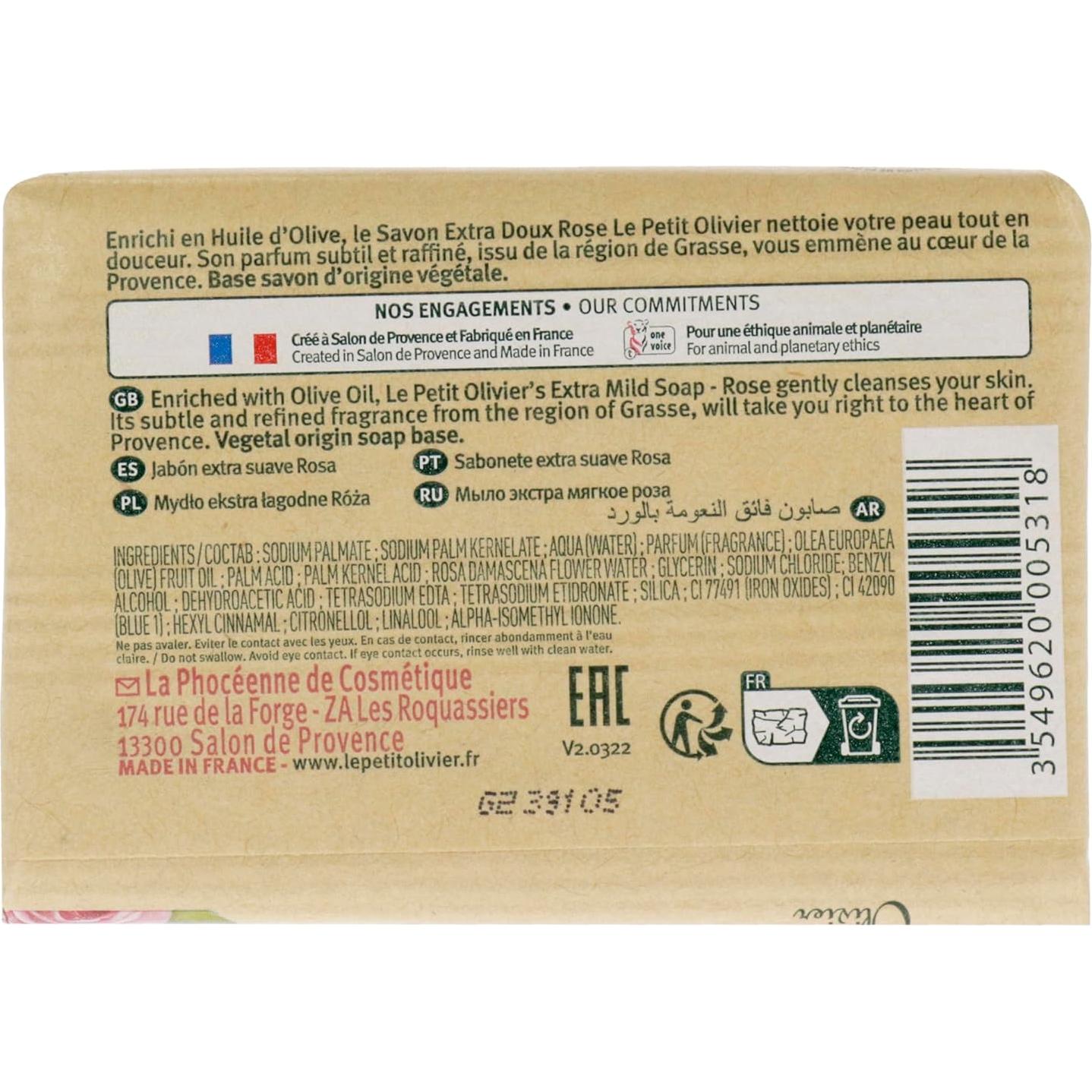 Jabón de Rosa Extra Suave Le Petit Olivier 99.22 g Hidratante