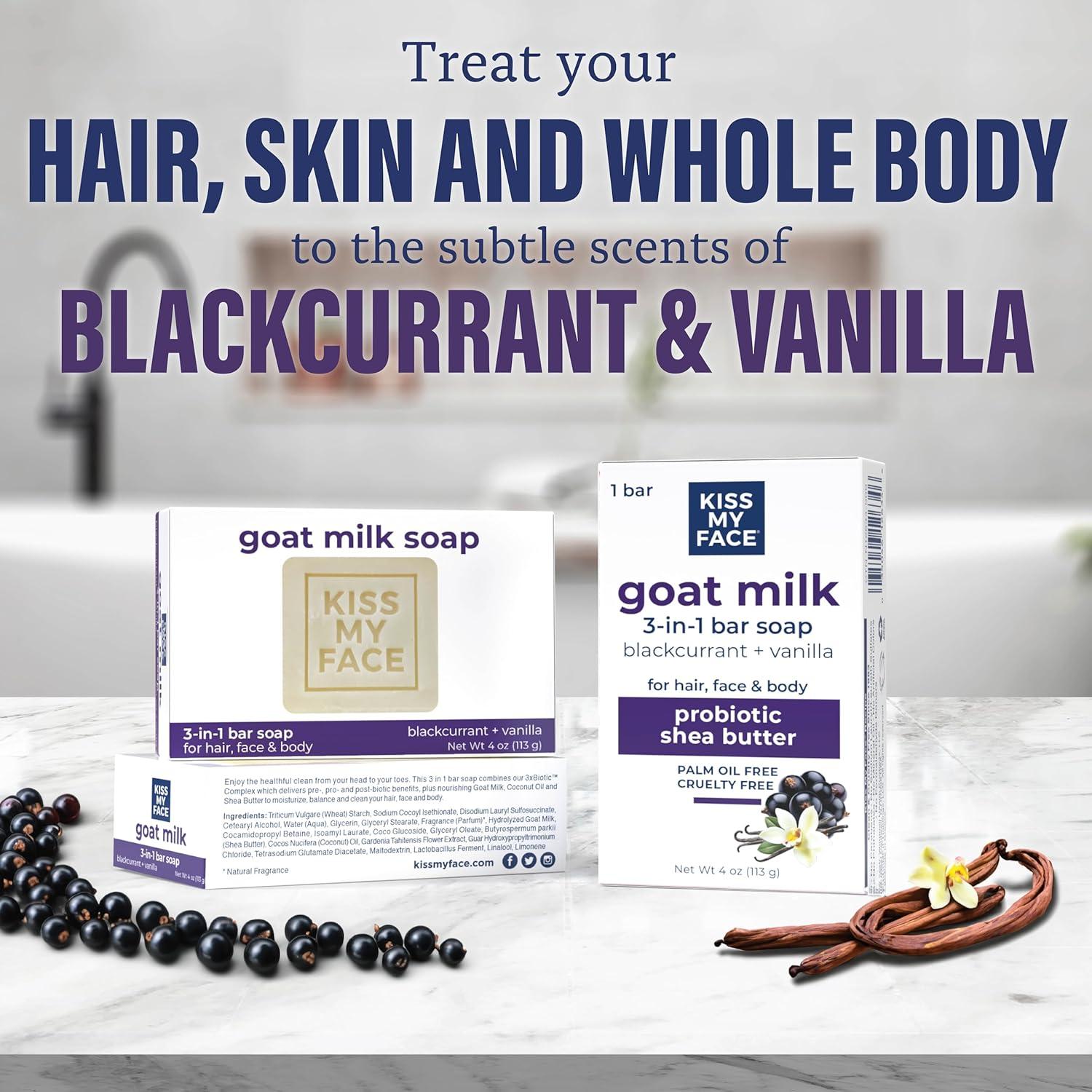 Jabón 3-en-1 Kiss My Face - Grosella Negra y Vainilla - 113g