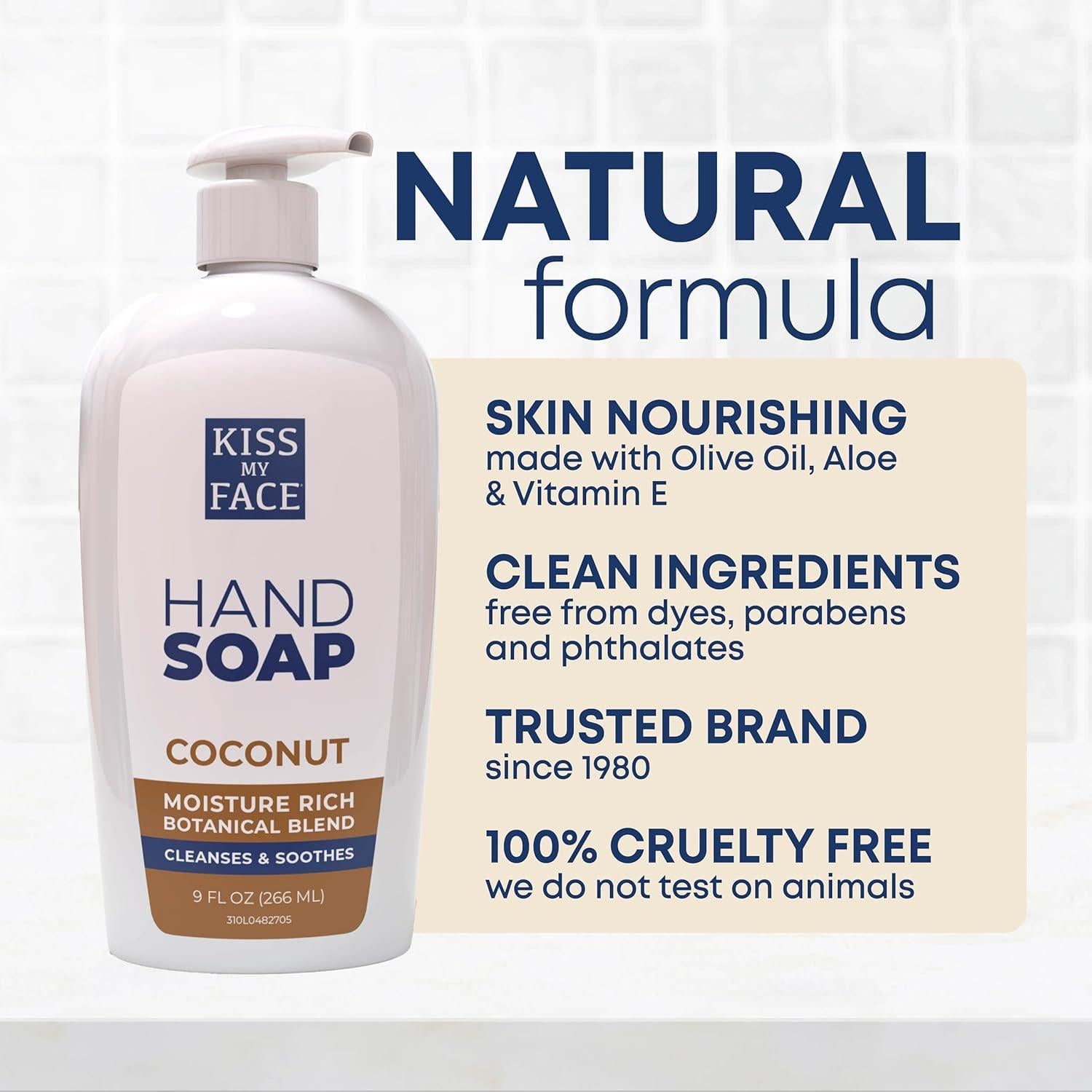 Jabón de Manos Kiss My Face Coco 255g Vegano y Libre de Crueldad