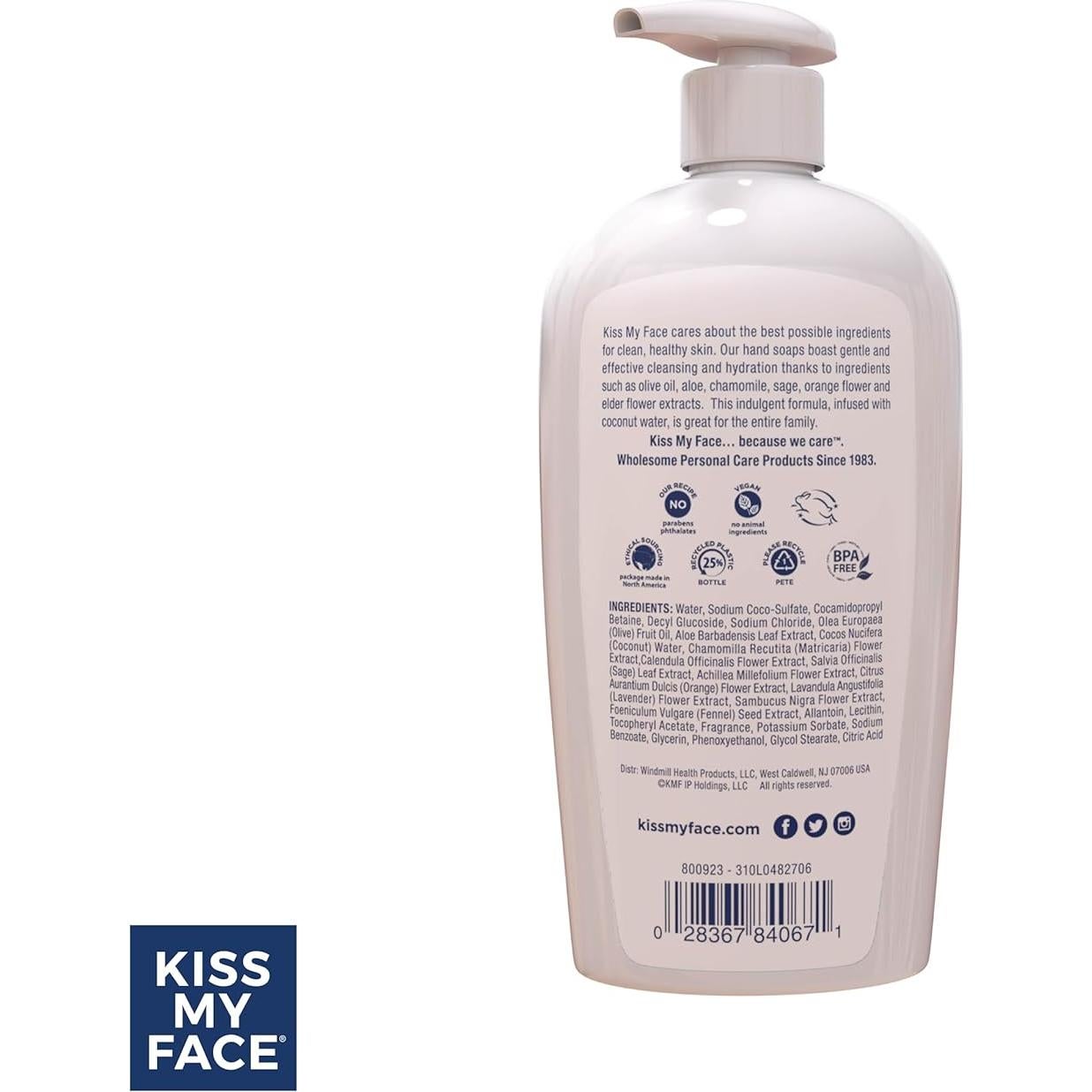 Jabón de Manos Kiss My Face Coco 255g Vegano y Libre de Crueldad