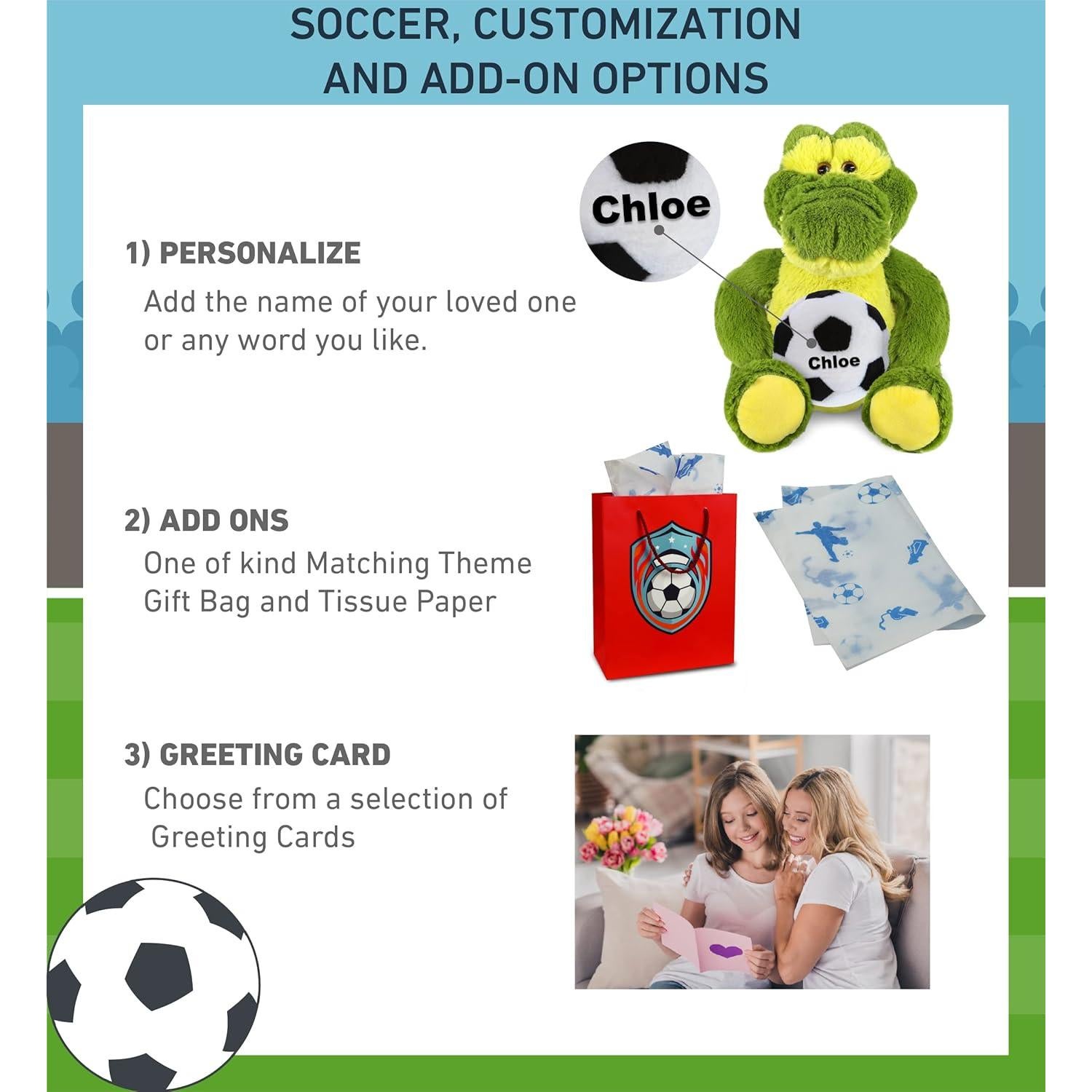 Juguete de Peluche Cocodrilo Verde DolliBu 30 cm con Balón