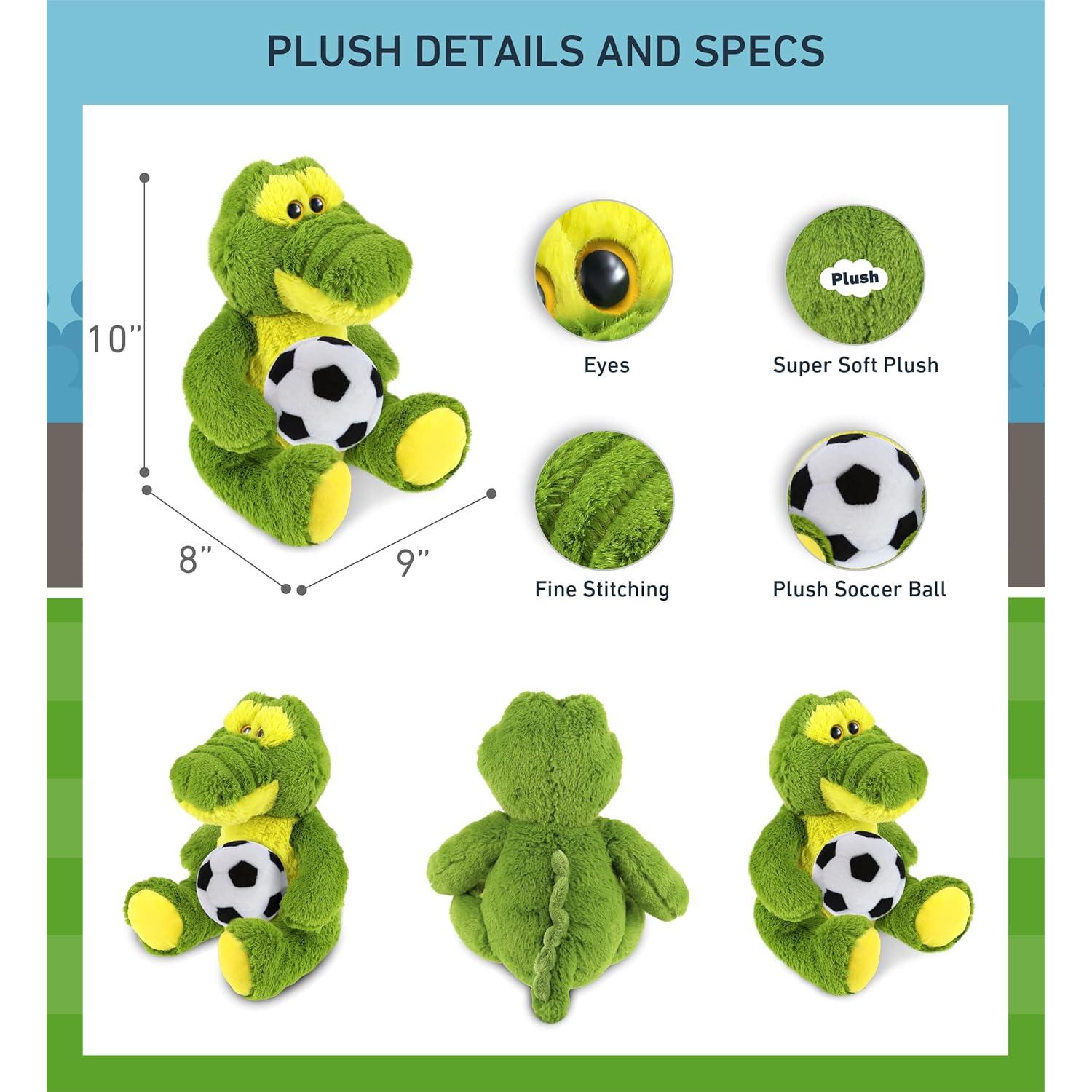 Juguete de Peluche Cocodrilo Verde DolliBu 30 cm con Balón