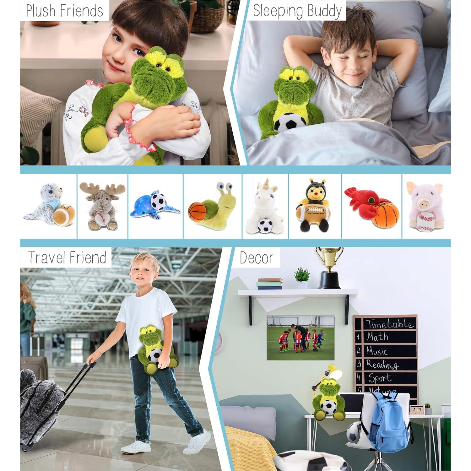 Juguete de Peluche Cocodrilo Verde DolliBu 30 cm con Balón