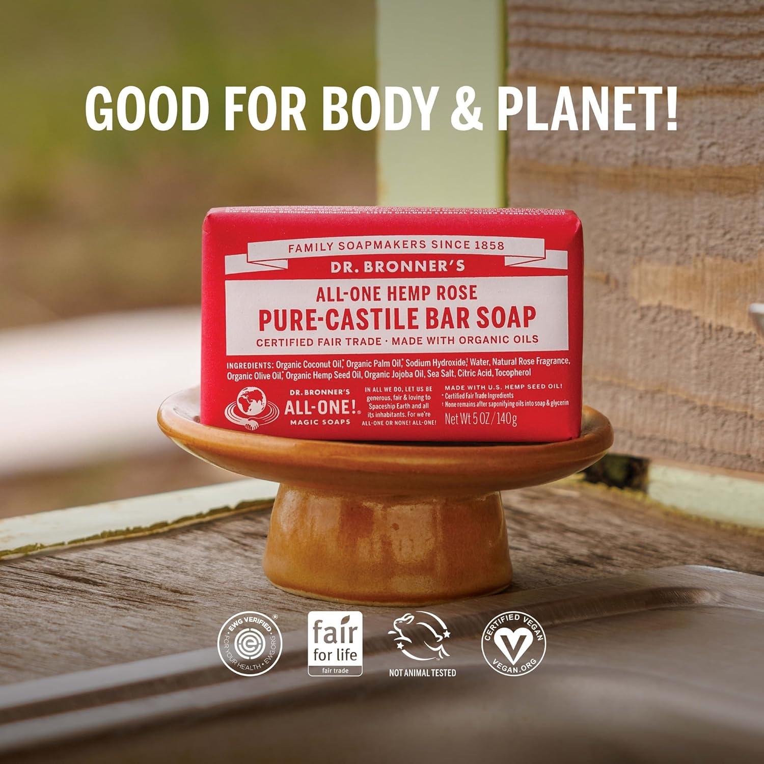 Jabón de Barra Pure-Castile Dr. Bronner 142g Vegano Orgánico