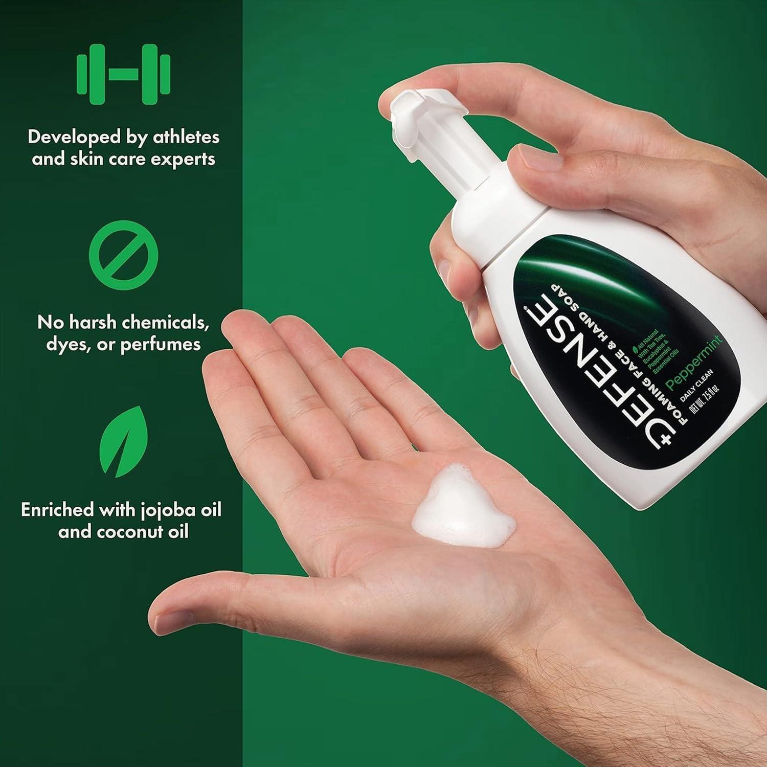 Jabón Espumoso Líquido Defense para Cara y Manos 221.8 ml Menta