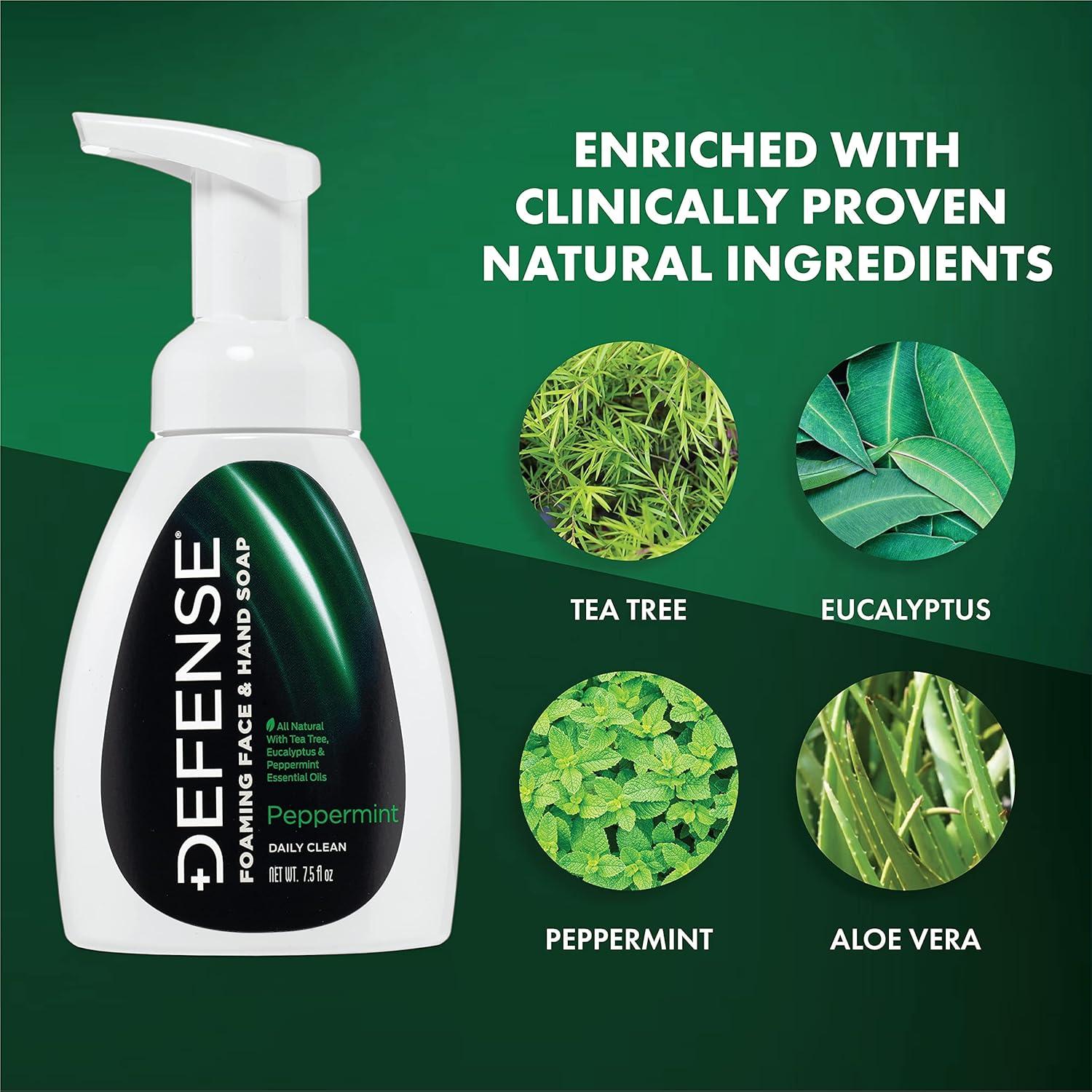 Jabón Espumoso Líquido Defense para Cara y Manos 221.8 ml Menta