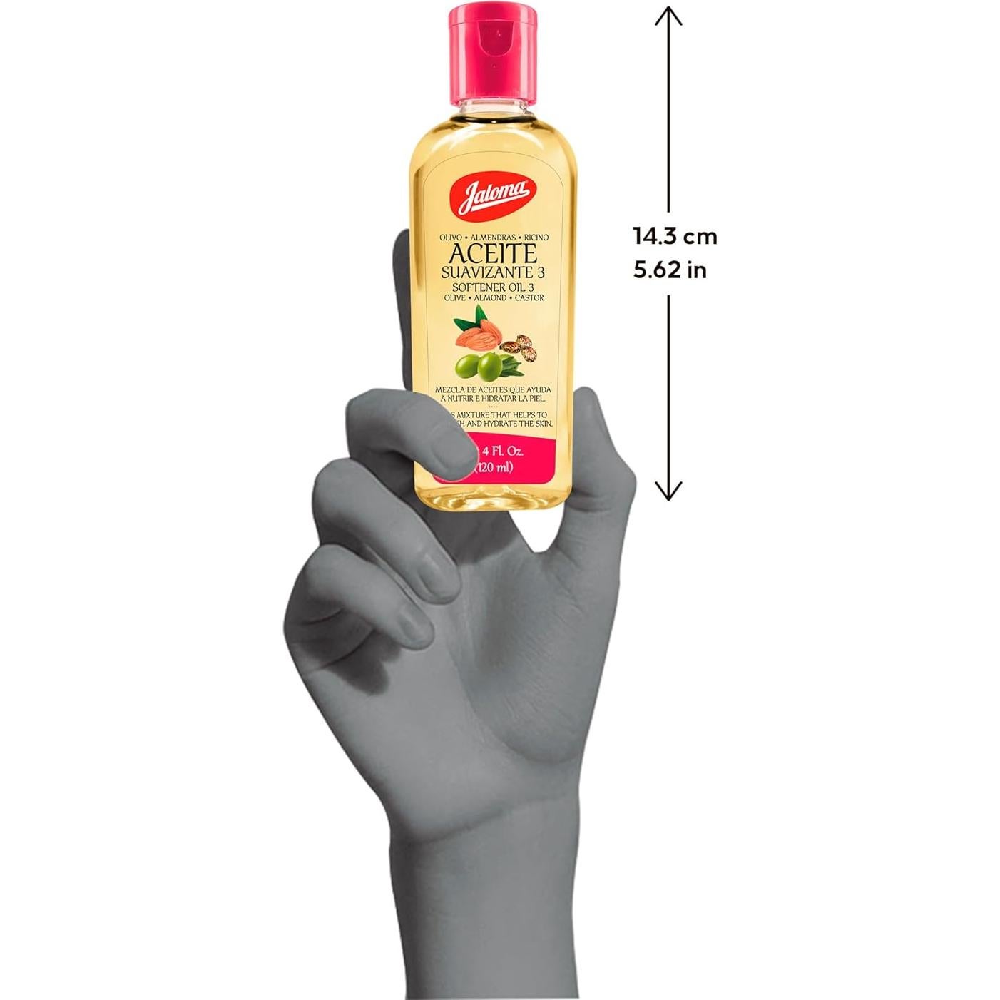 Jaloma 3-Oil Blend – Olive, Almond & Castor Oils with Vitamins C, E & F to Support Firmer, Even-Looking Skin, 4 FL Oz Bottle.