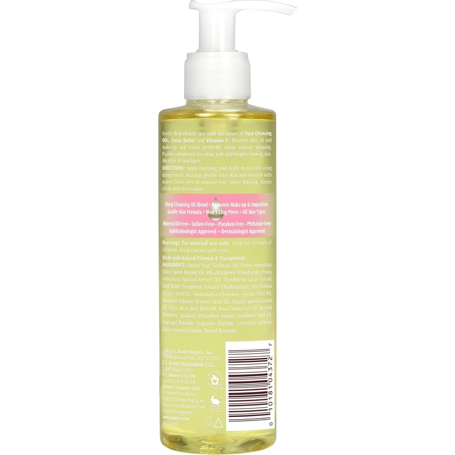 Aceite Limpiador Facial Palmer's Manteca de Cacao 190g