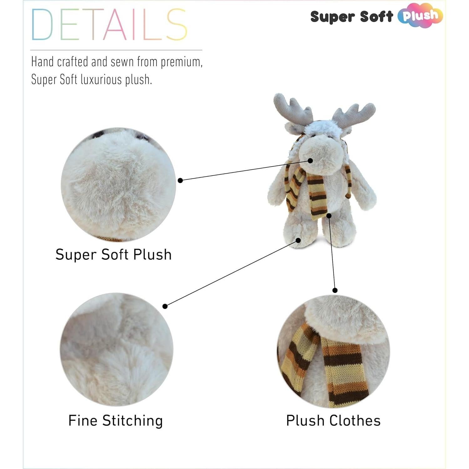 Peluche de Alce DolliBu 34 cm Suave con Sombrero y Bufanda