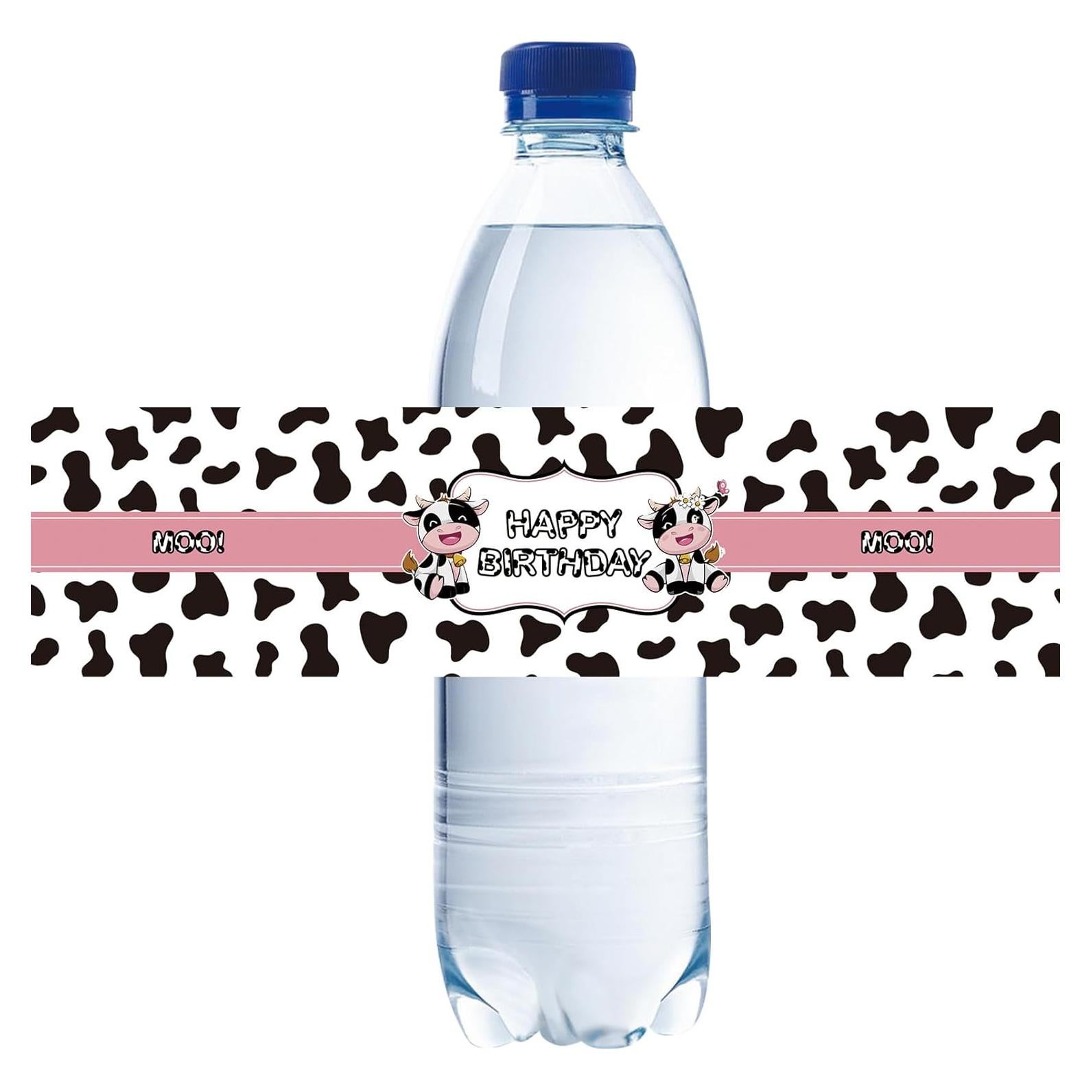 Etiquetas de Botellas de Agua Vaca 32pcs ROSTYAKZ Fiesta