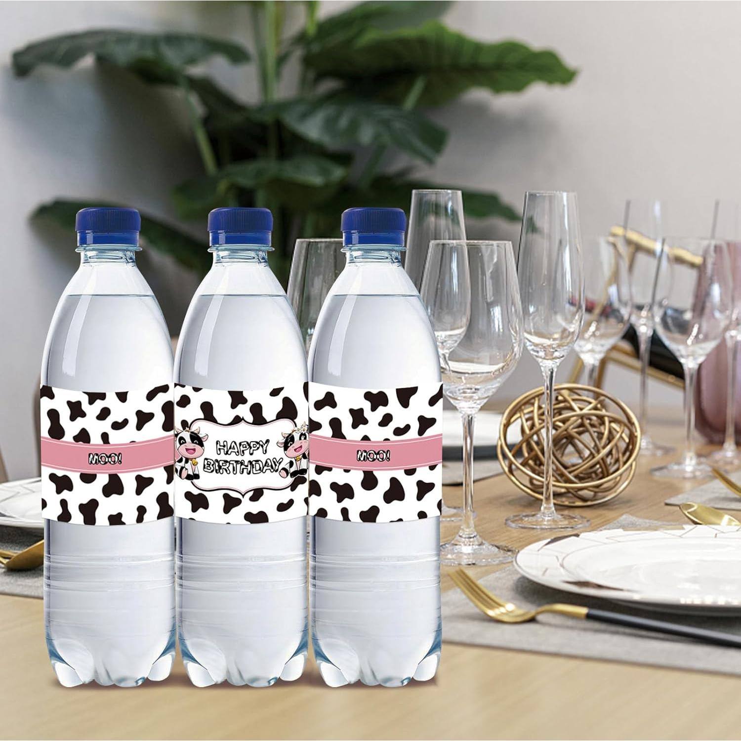 Etiquetas de Botellas de Agua Vaca 32pcs ROSTYAKZ Fiesta