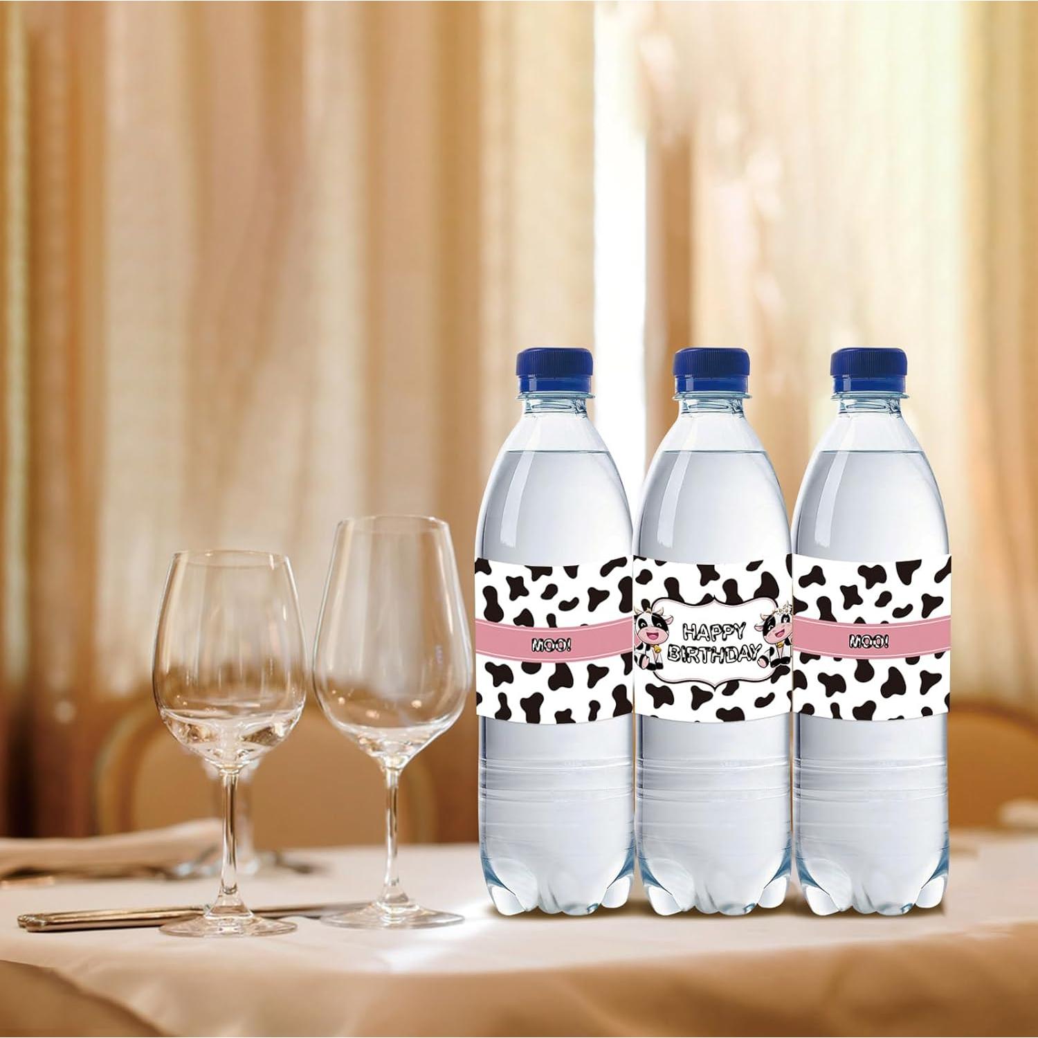 Etiquetas de Botellas de Agua Vaca 32pcs ROSTYAKZ Fiesta