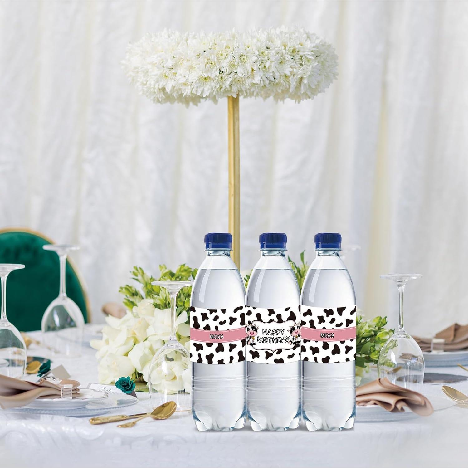 Etiquetas de Botellas de Agua Vaca 32pcs ROSTYAKZ Fiesta