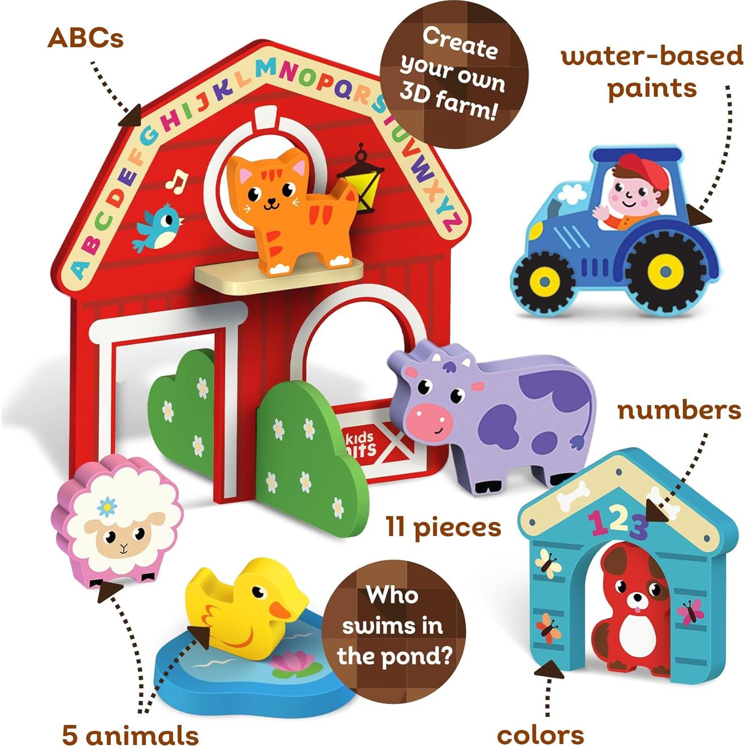 Juego de Granja de Madera Kids Hits - Set 11 Piezas Ecológico