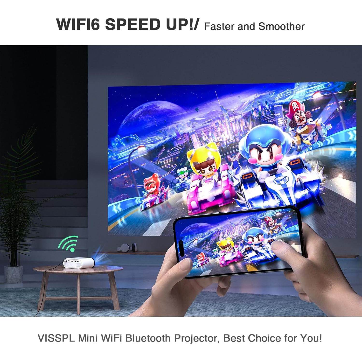 Mini Proyector VISSPL Full HD 1080P WiFi Bluetooth Portátil