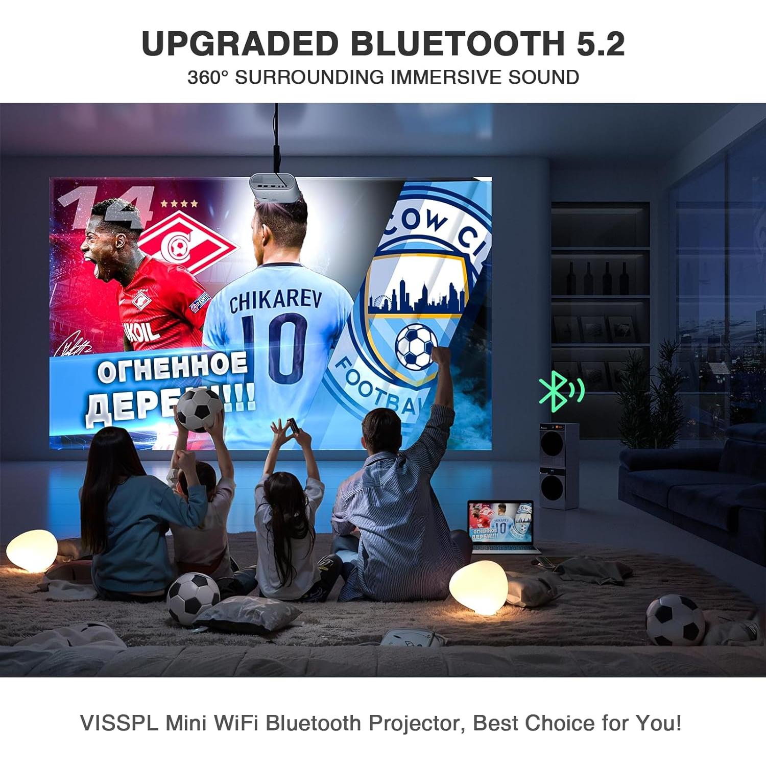 Mini Proyector VISSPL Full HD 1080P WiFi Bluetooth Portátil