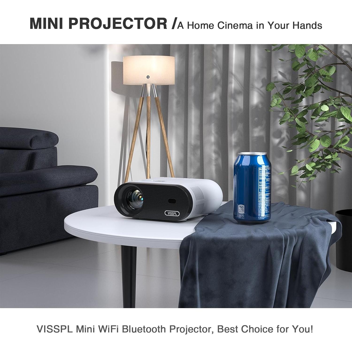 Mini Proyector VISSPL Full HD 1080P WiFi Bluetooth Portátil