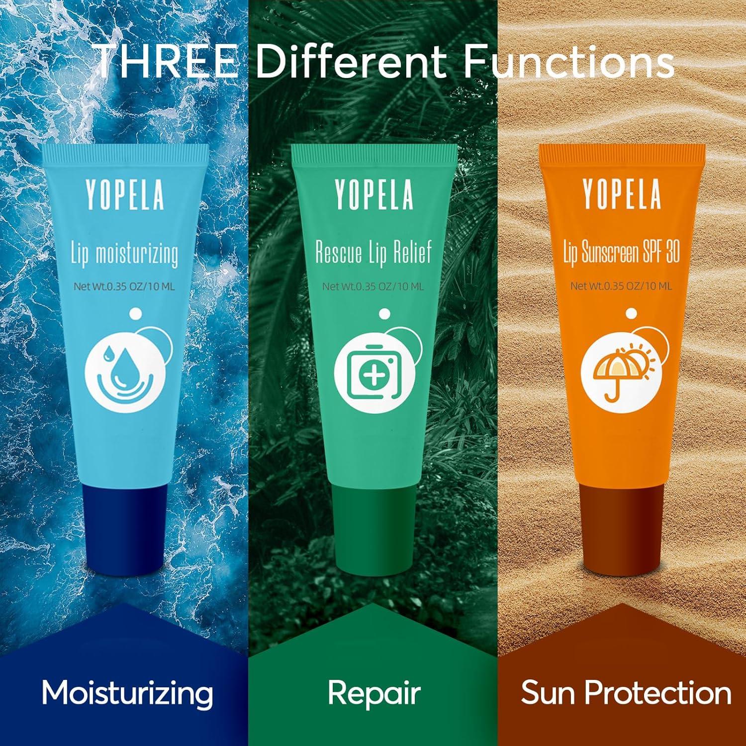 Bálsamo Labial Yopela 3-Pack Hidratante y SPF 30 - 9 Tubos