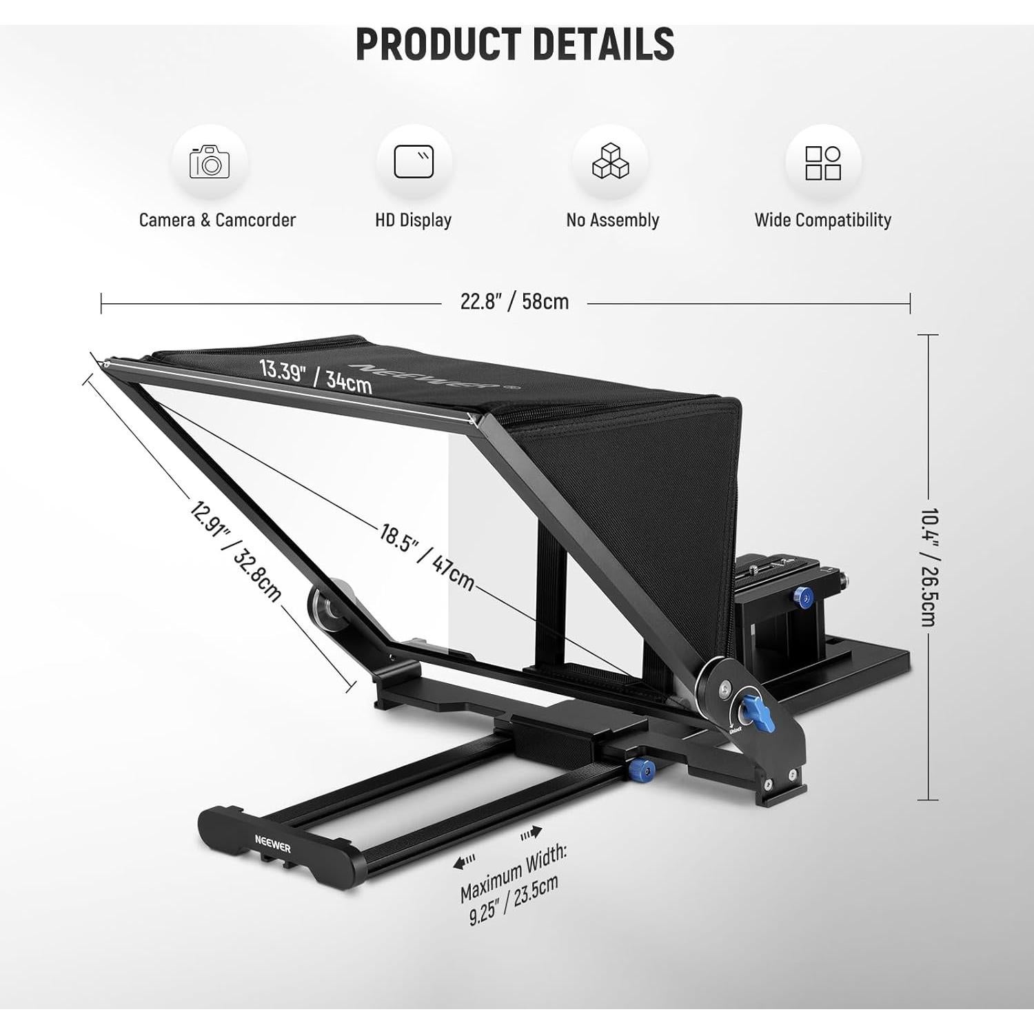 Teleprompter NEEWER X17 II con control remoto y soporte