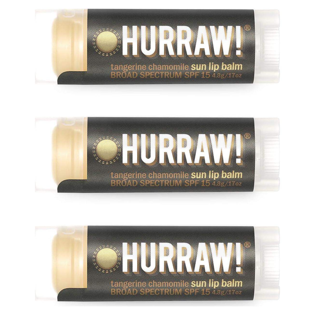 Bálsamo Labial Solar Hurraw! SPF 15 Mandarina Manzanilla 3 Unidades