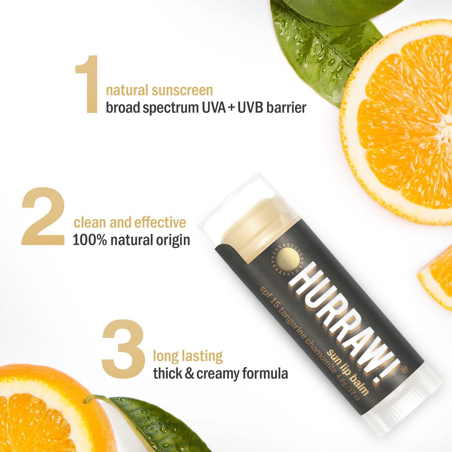 Bálsamo Labial Solar Hurraw! SPF 15 Mandarina Manzanilla 3 Unidades