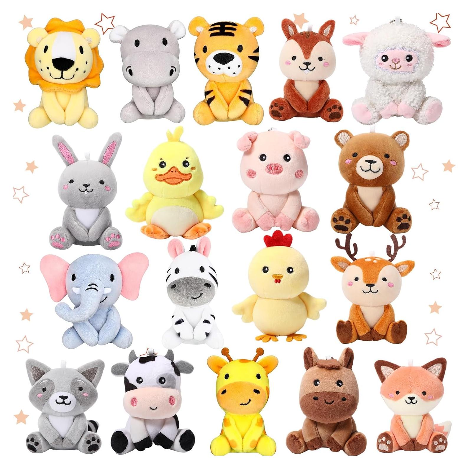 Conjunto 18 Mini Animales de Peluche Suilung 10 cm Multicolor