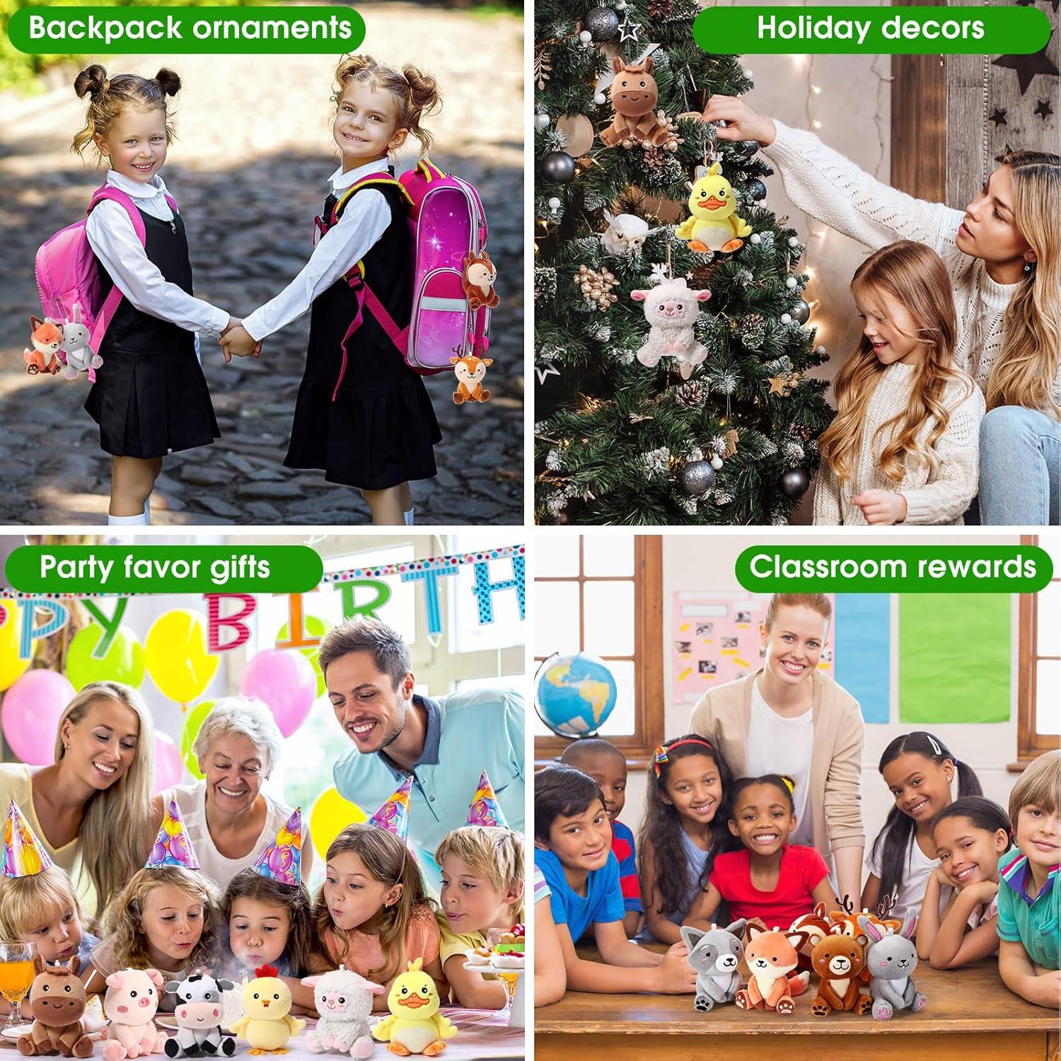 Conjunto 18 Mini Animales de Peluche Suilung 10 cm Multicolor