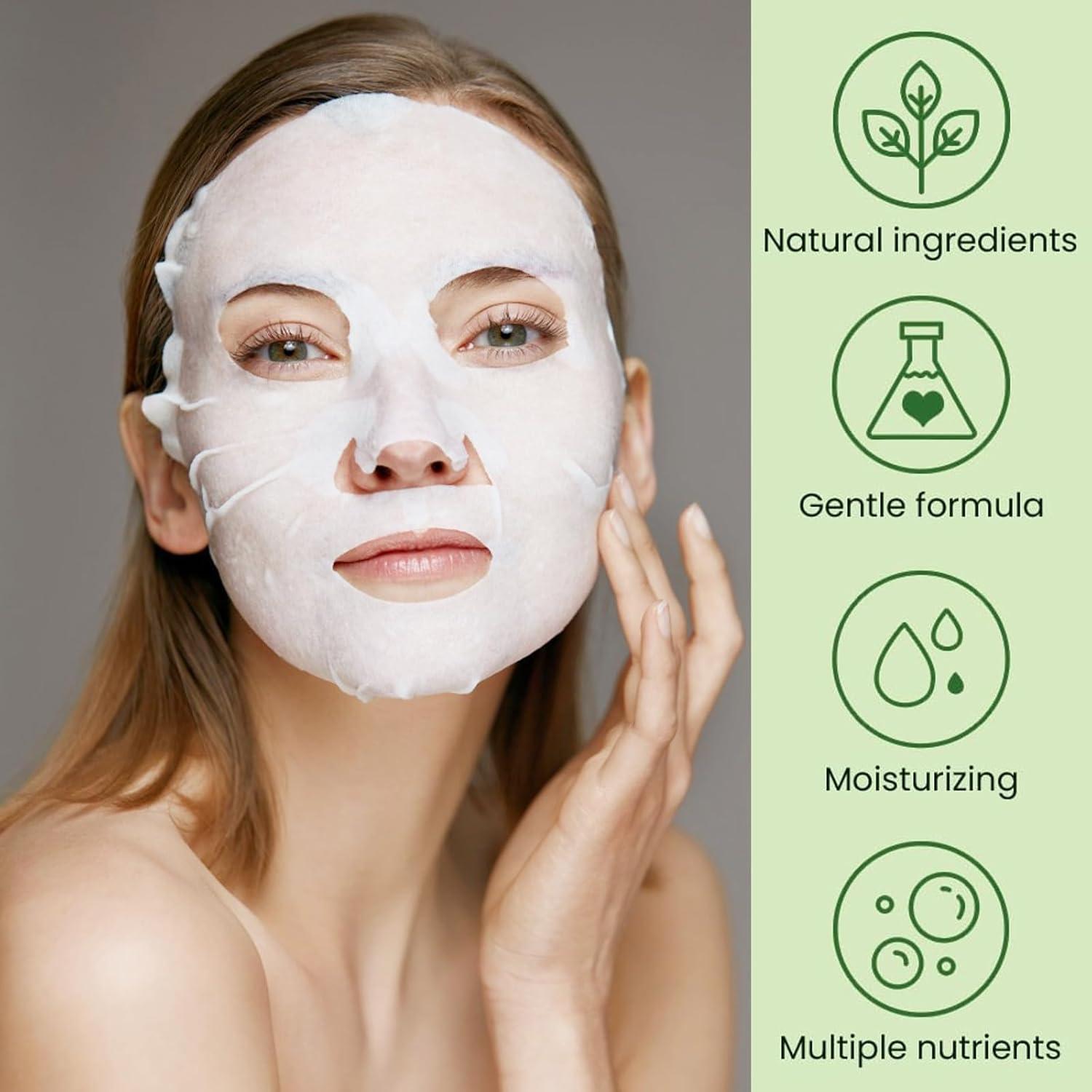 10 Mascarillas Faciales de Aloe Vera GUOYAOLIFU Hidratantes