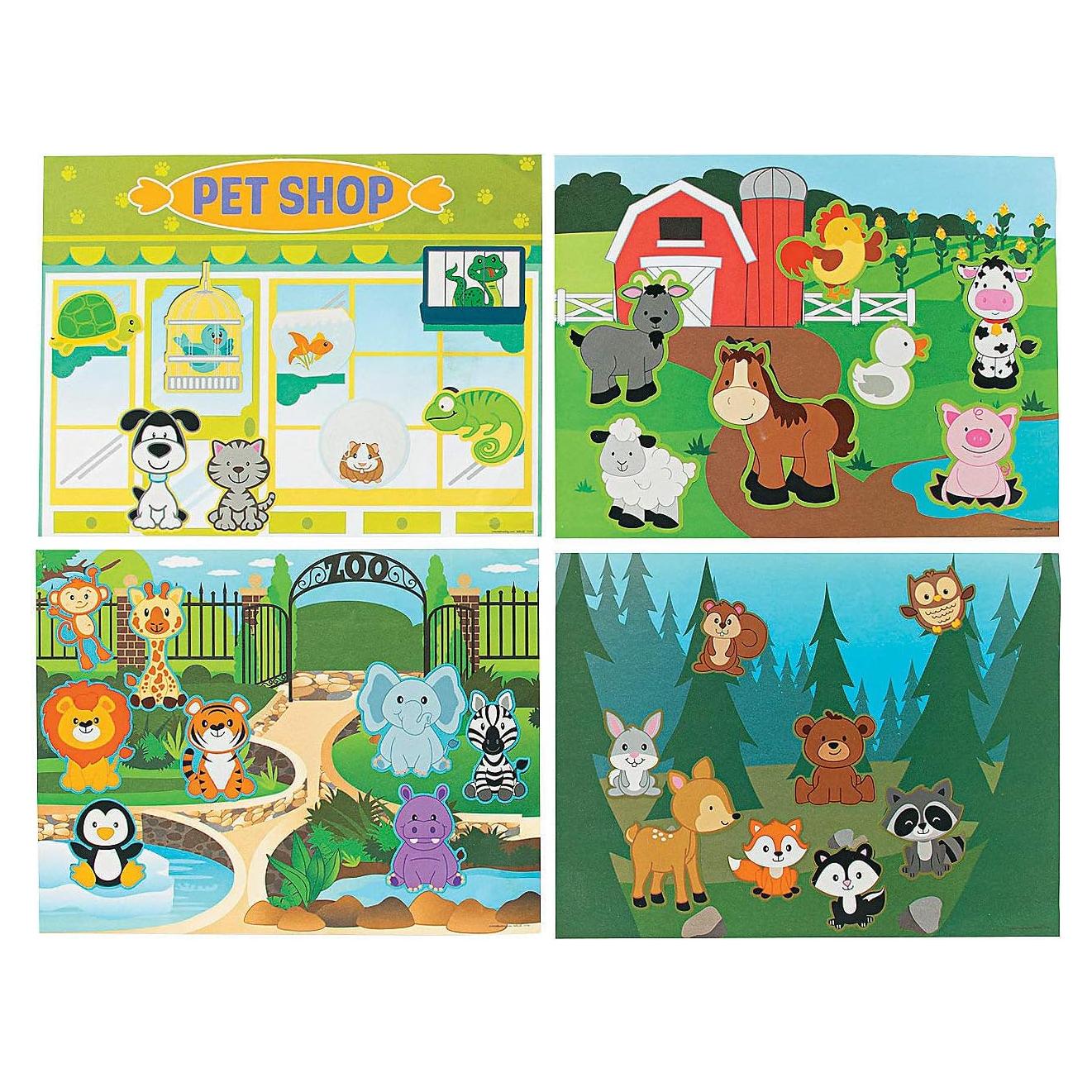 Pegatinas de Sombras de Animales Fun Express - 12 Piezas