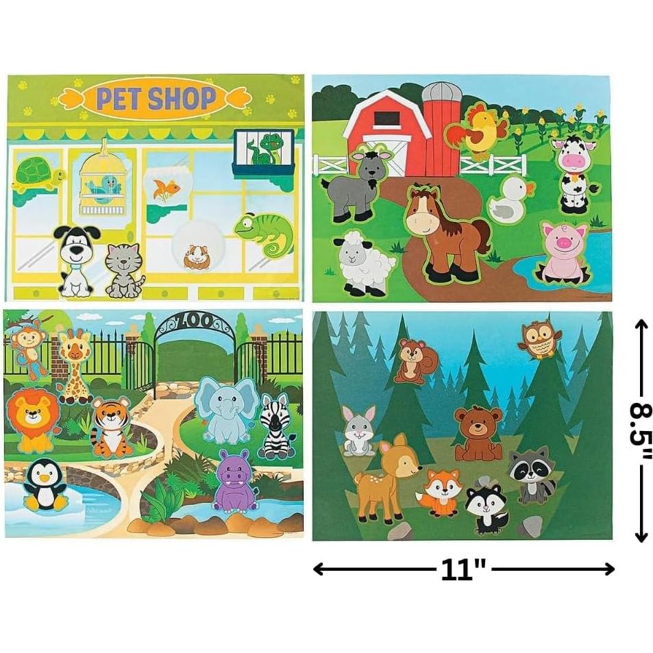 Pegatinas de Sombras de Animales Fun Express - 12 Piezas