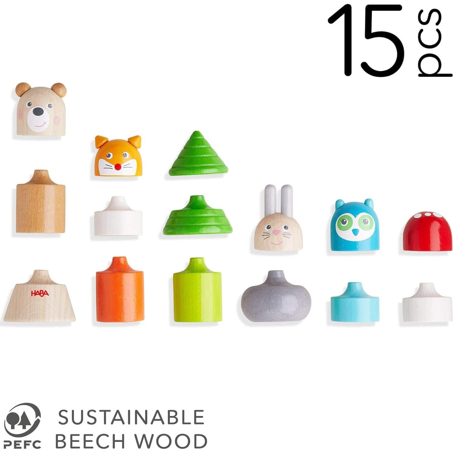 Juguete de Apilamiento HABA Animales del Bosque 15 Piezas