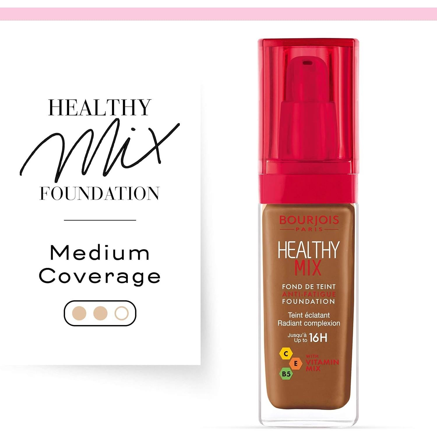Base Líquida Anti-Fatiga Bourjois Healthy Mix 30ml 63 Cocoa