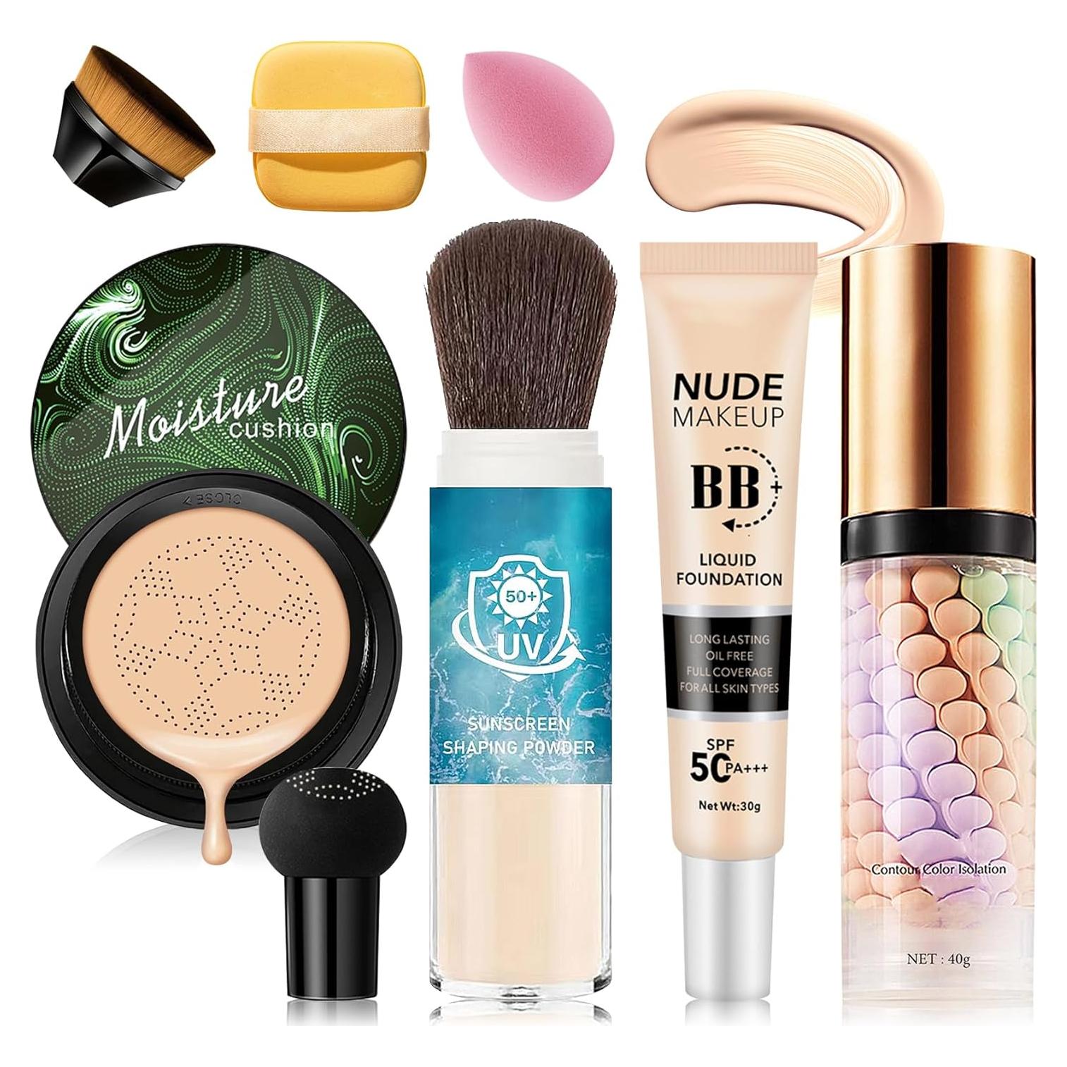Set de Maquillaje Completo LJYBoBin: CC, BB, Polvo y Esponjas