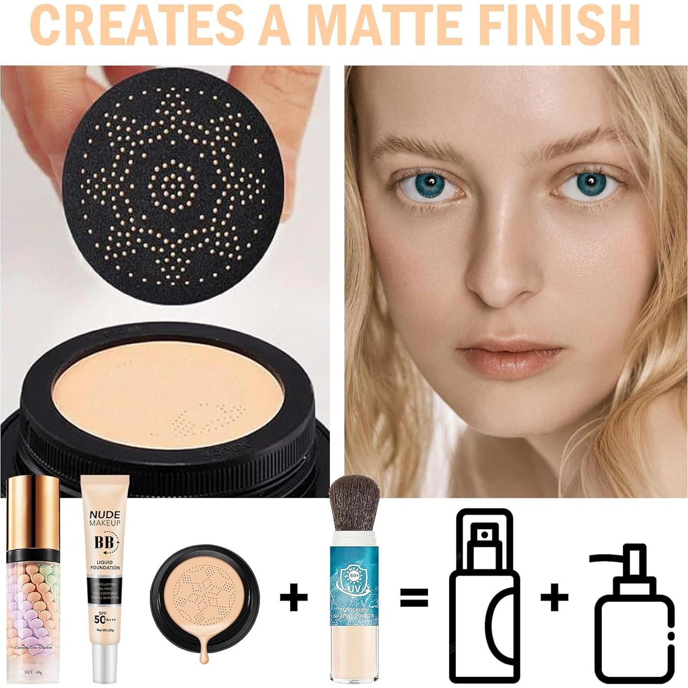 Set de Maquillaje Completo LJYBoBin: CC, BB, Polvo y Esponjas