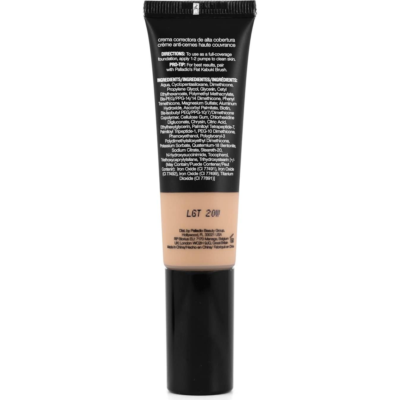 Crema CC Palladio 25.7 ml Claro 20W, Cobertura Total y Vegana