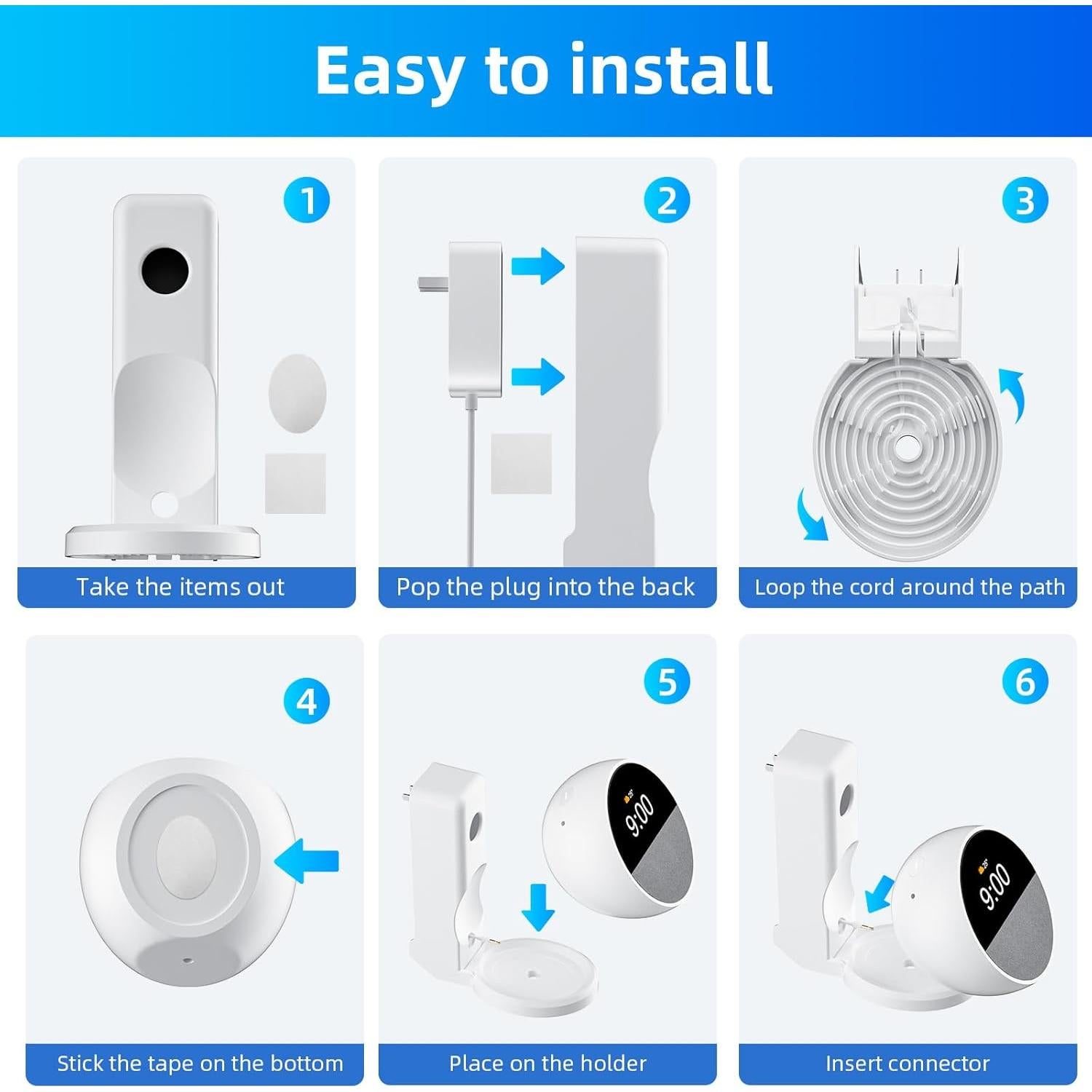 Soporte de Pared AFGHOA para Echo Spot 2024 Blanco